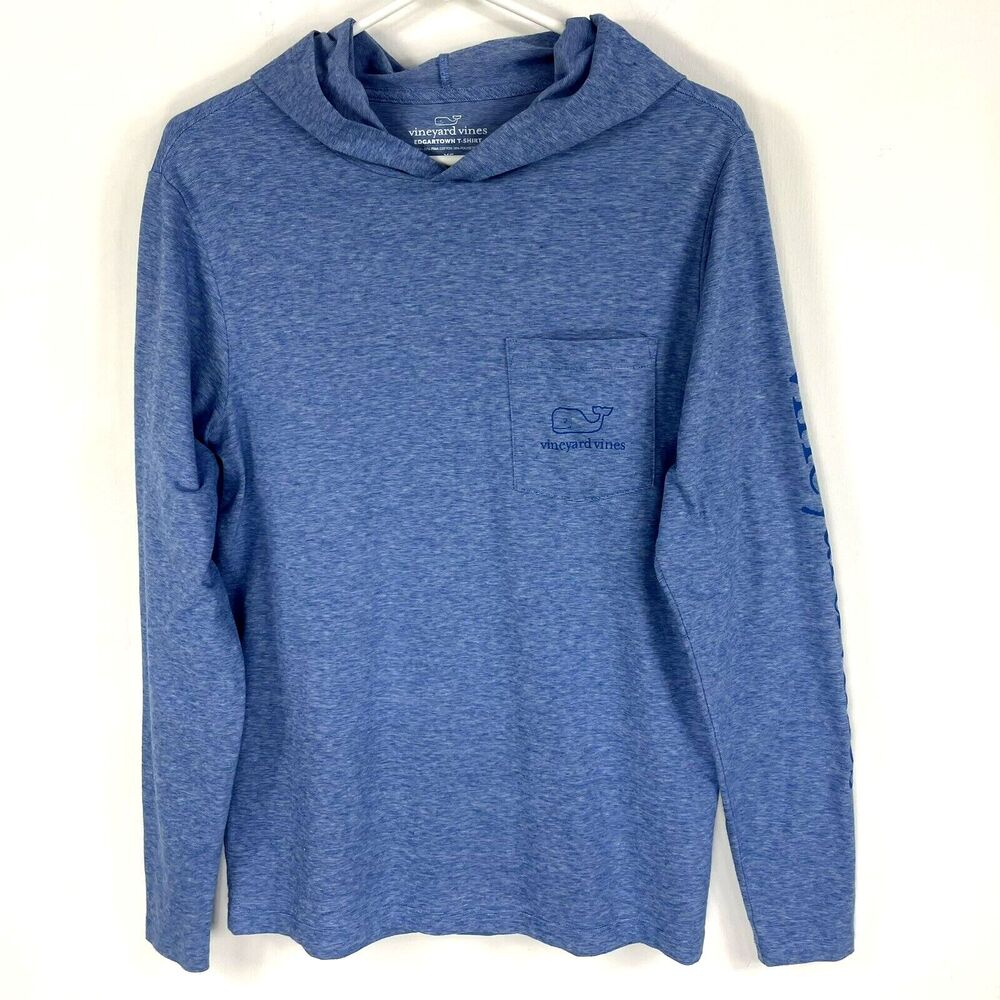 Vineyard Vines Mens Edgartown Hoodie Size XS Whale Pocket Long Sleeve Blue